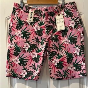 Hudson‎ & Barrow Men's Pink Floral Hawaiian Stretch Shorts 36 NWT
